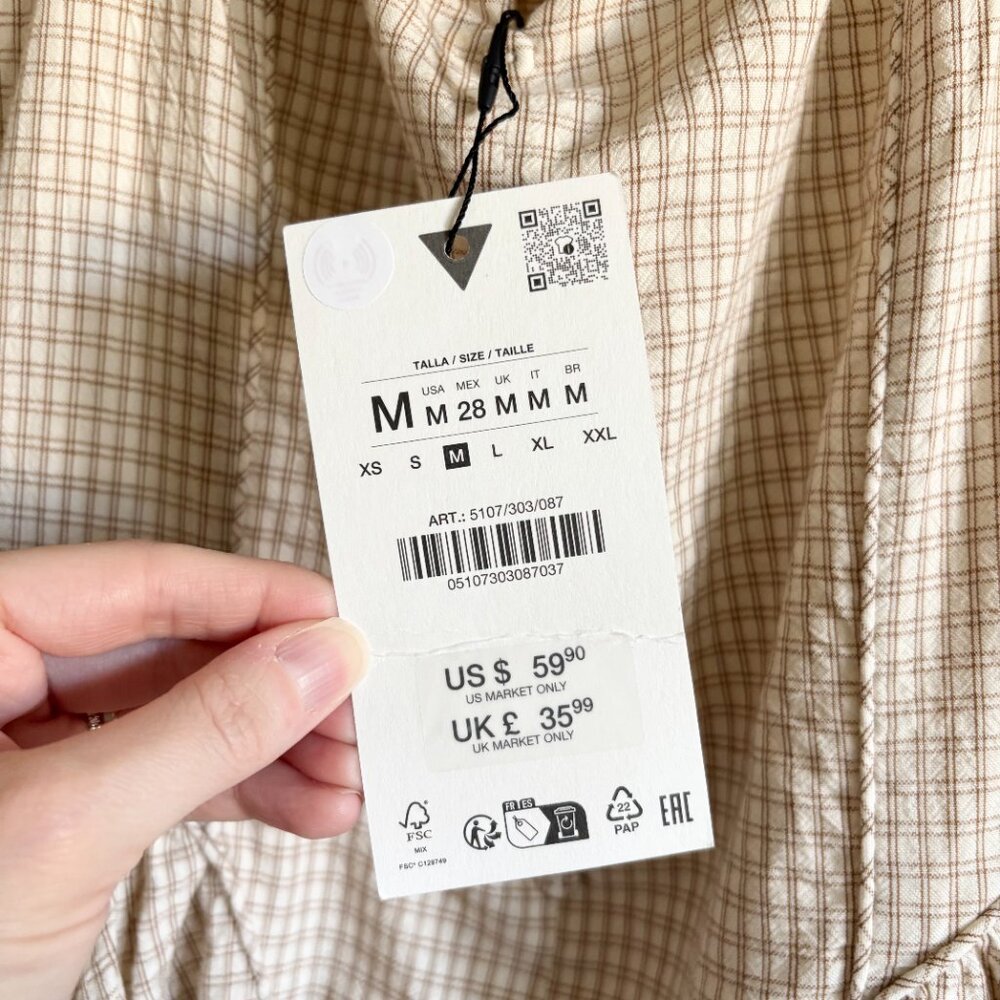 Zara Check Halter Mini Dress NEW - Picture 4 of 6